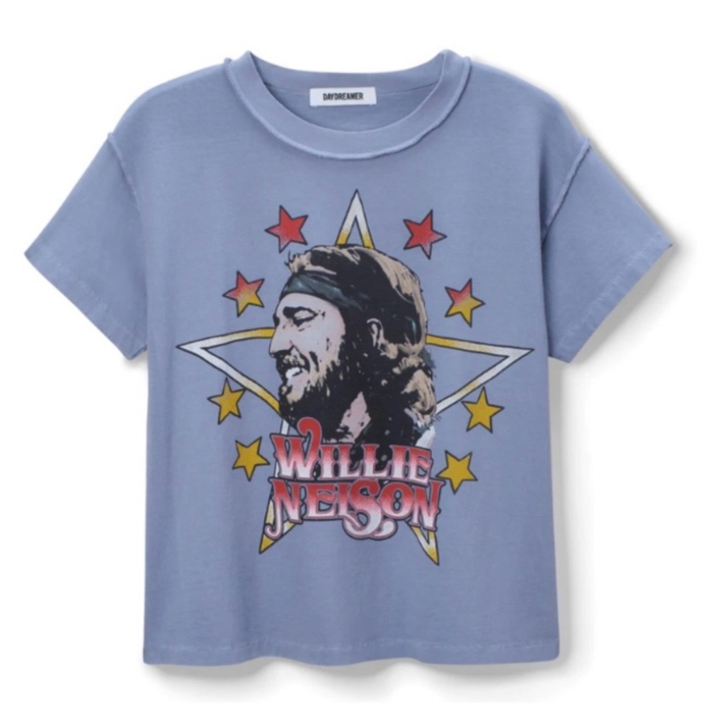 Daydreamer Willie Nelson in Stars Reverse GF Tee -Arctic Haze unisex